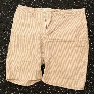 Tan and white Seersucker shorts